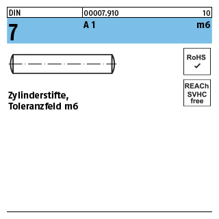 DIN 7 A 1 m6 Zylinderstifte, Toleranzfeld m6 - Abmessung: 8 m6 x 14, VE mit 100 Stück