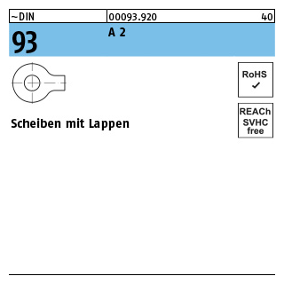 ~DIN 93 A 2 Scheiben mit Lappen - Abmessung: 6,4 VE= (50 Stück)