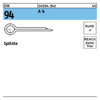 DIN 94 A 4 Splinte - Abmessung: 6,3 x 50 VE= (50 Stück)