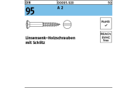 DIN 95 A 2 Linsensenk-Holzschrauben mit Schlitz - Abmessung: 4,5 x 25 VE= (200 Stück)
