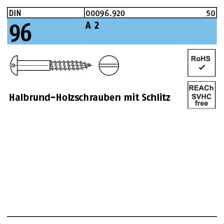DIN 96 A 2 Halbrund-Holzschrauben mit Schlitz - Abmessung: 3 x 20 VE= (200 Stück)