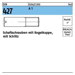 DIN 427 A 1 Schaftschrauben mit Kegelkuppe und Schlitz - Abmessung: M 3 x 6, Inhalt: 100 Stück
