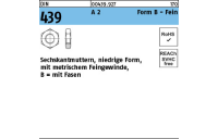 DIN 439 A 2 Form B Fein Sechskantmuttern, niedrige Form, mit metrischem Feingewinde, mit Fasen - Abmessung: BM 30 x 1,5, Inhalt: 10 Stück