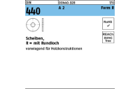 DIN 440 A 2 Form R Scheiben, R = mit Rundloch - Abmessung: R 5,5x 18x 2, Inhalt: 100 Stück