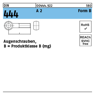 DIN 444 A 2 Form B Augenschrauben, Produktklasse B (mg) - Abmessung: BM 6 x 30, Inhalt: 10 Stück