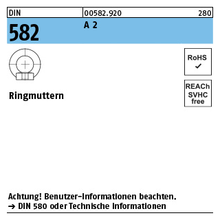 DIN 582 A 2 Ringmuttern - Abmessung: M 8, Inhalt: 25 Stück