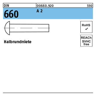 DIN 660 A 2 Halbrundniete - Abmessung: 2 x 8, Inhalt: 200 Stück