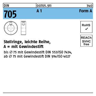 ~DIN 705 A 1 Form A Stellringe, leichte Reihe, mit Gewindestift - Abmessung: A 8 x 16 x 8, Inhalt: 10 Stück