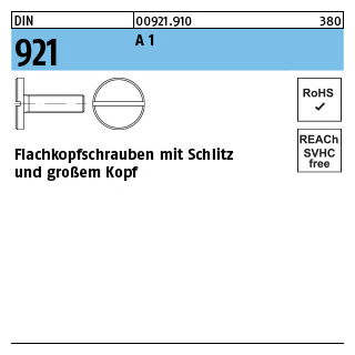 DIN 921 A 1 Flachkopfschrauben mit Schlitz und großem Kopf - Abmessung: M 3 x 8, Inhalt: 100 Stück