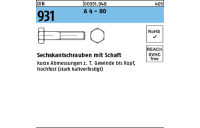 DIN 931 A 4 - 80 Sechskantschrauben mit Schaft - Abmessung: M 8 x 75, Inhalt: 50 Stück