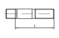 DIN 939 A 4 Stiftschrauben, Einschraubende = 1,25 d - Abmessung: M 6 x 25, Inhalt: 25 Stück