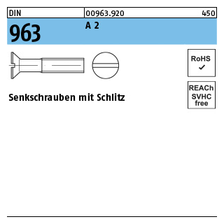 DIN 963 A 2 Senkschrauben mit Schlitz - Abmessung: M 1 x 3, Inhalt: 1000 Stück