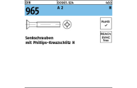 DIN 965 A 2 H Senkschrauben mit Phillips-Kreuzschlitz H - Abmessung: M 1,6 x 3 -H, Inhalt: 1000 Stück