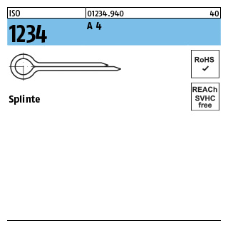 ISO 1234 A 4 Splinte - Abmessung: 1 x 20, Inhalt: 100 Stück