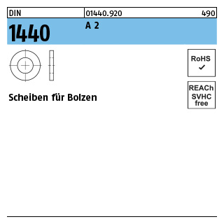 DIN 1440 A 2 Scheiben für Bolzen - Abmessung: 5 x 10 x 0,8, Inhalt: 500 Stück