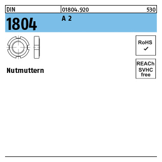 DIN 1804 A 2 Nutmuttern - Abmessung: M 18 x 1,5, Inhalt: 10 Stück