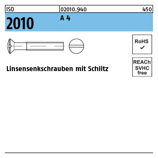 ISO 2010 A 4 Linsensenkschrauben mit Schlitz - Abmessung: M 2 x 4, Inhalt: 200 Stück