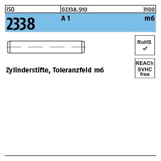 ISO 2338 A 1 m6 Zylinderstifte, Toleranzfeld m6 - Abmessung: 0,8 m6 x 4, Inhalt: 500 Stück