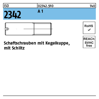 ISO 2342 A 1 Schaftschrauben mit Kegelkuppe und Schlitz - Abmessung: M 3 x 8, Inhalt: 100 Stück