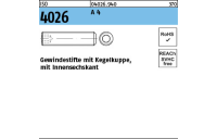 ISO 4026 A 4 Gewindestifte mit Kegelkuppe und Innensechskant - Abmessung: M 3 x 4, Inhalt: 500 Stück