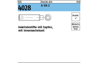 ISO 4028 A 1/A 2 Gewindestifte mit Zapfen und Innensechskant - Abmessung: M 2 x 6, Inhalt: 500 Stück