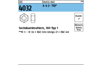 ISO 4032 A 4 - 70 Sechskantmuttern, ISO-Typ 1 - Abmessung: M 2,5*, Inhalt: 500 Stück