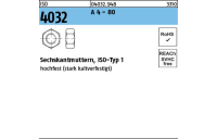 ISO 4032 A 4 - 80 Sechskantmuttern, ISO-Typ 1 - Abmessung: M 6, Inhalt: 200 Stück