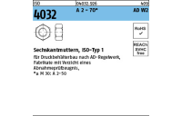 ISO 4032 A 2 - 70 AD W2 Sechskantmuttern - Abmessung: M 10, Inhalt: 100 Stück