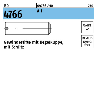 ISO 4766 A 1 Gewindestifte mit Kegelkuppe, mit Schlitz - Abmessung: M 3 x 5, Inhalt: 50 Stück