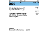 ISO 7049 A 2 Form F-H Linsenkopf-Blechschrauben mit Zapfen, mit Phillips-Kreuzschlitz H - Abmessung: 3,5 x 13 -F-H, Inhalt: 1000 Stück