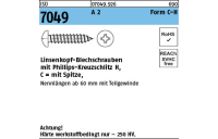 ISO 7049 A 2 Form C-H Linsenkopf-Blechschrauben mit Spitze, mit Phillips-Kreuzschlitz H - Abmessung: C 3,5 x 13 -H, Inhalt: 1000 Stück