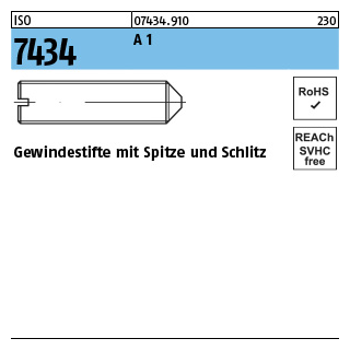 ISO 7434 A 1 Gewindestifte mit Spitze und Schlitz - Abmessung: M 2 x 4, Inhalt: 50 Stück