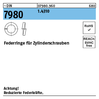 ~DIN 7980 1.4310 Federringe für Zylinderschrauben - Abmessung: 3, Inhalt: 100 Stück