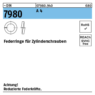 ~DIN 7980 A 4 Federringe für Zylinderschrauben - Abmessung: 4, Inhalt: 100 Stück