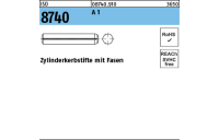 ISO 8740 A 1 Zylinderkerbstifte mit Fasen - Abmessung: 2 x 8, Inhalt: 100 Stück