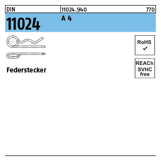 DIN 11024 A 4 Federstecker - Abmessung: 4 / 14,1-20, Inhalt: 25 Stück