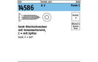 ISO 14586 A 2 Form C- ISR Senk-Blechschrauben, mit Spitze, mit Innensechsrund - Abmessung: 2,9 x 6,5 -C, Inhalt: 1000 Stück