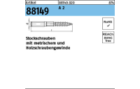 Artikel 88149 A 2 Typ 23 E Stockschrauben mit metrischem und Holzschraubengewinde - Abmessung: M 6 x 50, Inhalt: 100 Stück