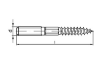 Artikel 88149 A 2 Typ 23 E Stockschrauben mit metrischem und Holzschraubengewinde - Abmessung: M 6 x 60, Inhalt: 100 Stück
