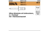 Artikel 88474 Niet A 2 MB-A Dorn A 2 Offene Blindniete mit Sollbruchdorn, Flachkopf, Mehrbereichsschaft - Abmessung: 3,2 x 8, Inhalt: 1000 Stück