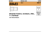 Artikel 88483 A 2 6kt-F Blindniet-Muttern, Sechskant, offen, Flachkopf - Abmessung: M 4 /0,5 -2,0, Inhalt: 500 Stück