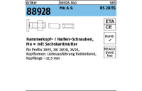 Artikel 88928 Mu A 4 HS 28/15 Hammerkopf-/Halfen-Schrauben, mit Sechskantmutter - Abmessung: M 10 x 50, Inhalt: 50 Stück