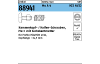 Artikel 88941 Mu A 4 HZS 41/22 Hammerkopf-/Halfen-Schrauben, mit Sechskantmutter - Abmessung: M 12 x 50, Inhalt: 25 Stück