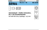 Artikel 88944 Mu A 4 - 70 HZS 53/34 Hammerkopf-/Halfen-Schrauben, mit Sechskantmutter - Abmessung: M 16 x 60, Inhalt: 25 Stück