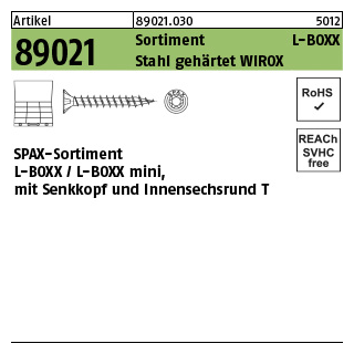 Artikel 89021 Sortimente SPAX Seko-T Oberfläche WIROX SPAX-Sortimente L-BOXX/L-BOXX Mini mit Senkkopf, mit Innensechsrund - Abmessung: Montagekoffer, Inhalt: 1 Stück