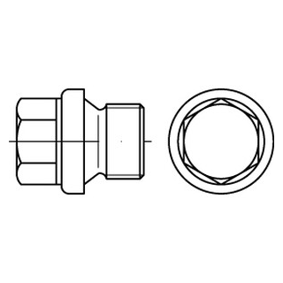 DIN 910 A2 zyl.-Fein verschlussschrauben mit Bund und Außensechskant, schwer, m. zyl. Feingew - Abmessung: M 18 x 1,5, VE mit 50 Stück