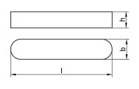 DIN 6885 1.4571 Form A Passfeder, hohe Form, rundstirnig ohne Bohrung(en) - Abmessung: 4 x 4 x 14, Inhalt:  200 Stück