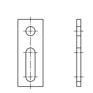 Artikel 9035 A2  Adapterbleche, 1 Rundloch 11 mm + 1 Langloch 11 mm - Abmessung: 80 x 30 x 11/11, Inhalt:  100 Stück
