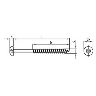 Artikel 9048 A2  Rundkopf-Holzbauschrauben mit verstärktem Kopf, Z - Abmessung: 6 x 130/70, Inhalt:  100 Stück