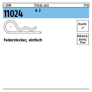 DIN 11024 A 2 Federstecker, einfach - Abmessung: 6, Inhalt: 25 Stück